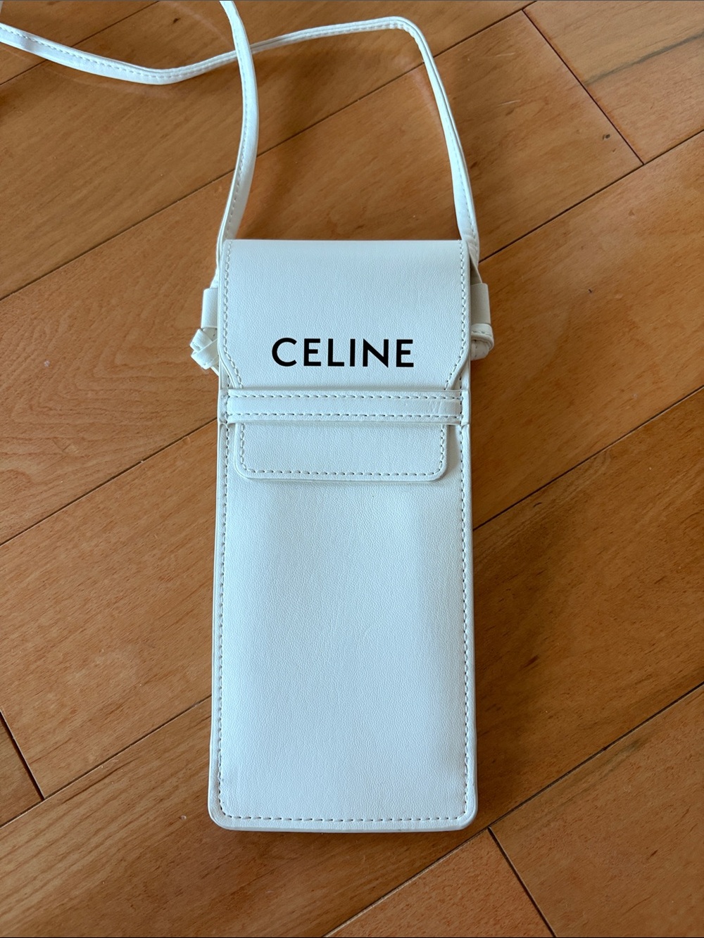 Celine White Leather Phone / Sunglasses Pouch Crossbody